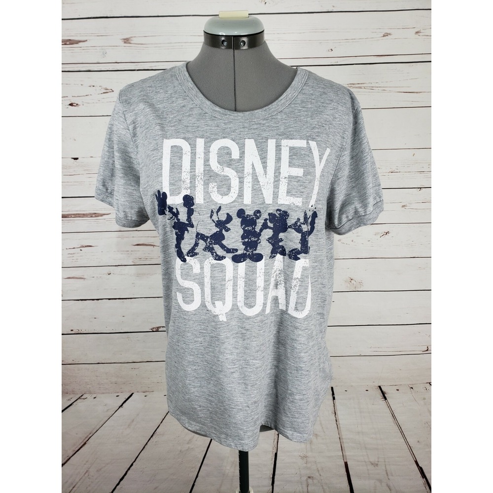 Disney Squad Disney Parks T Shirt Size Large Gray Silhouette Mickey Pluto Minnie